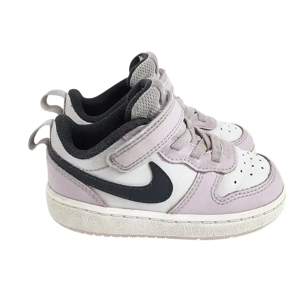 Nike Court Borough 2 Low Top Sneakers Purple Leather Basketball Shoe Girls 7C